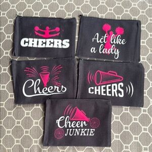 Set of Cheer Themed Black and Pink Pouches
